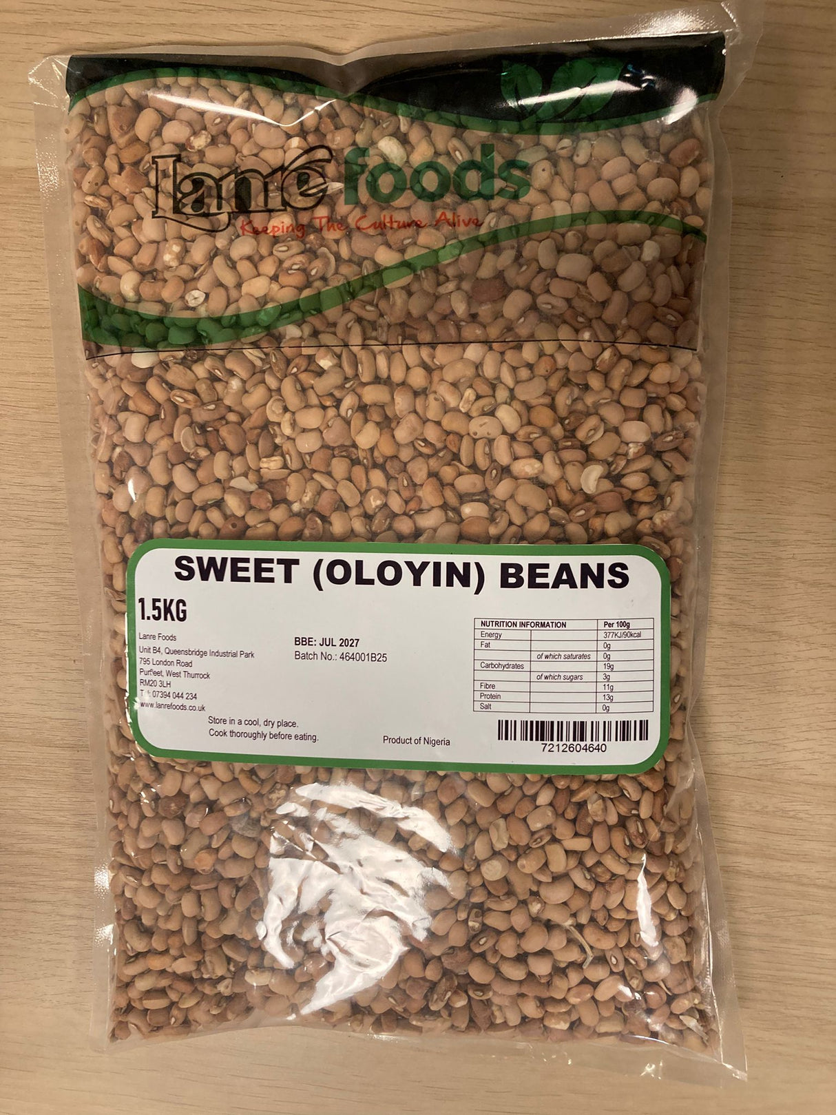 Lanre Foods Sweet (Oloyin) Beans 1.5Kg